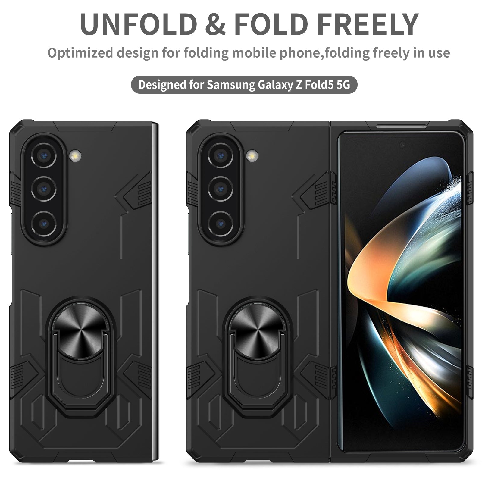 For Samsung Galaxy Z Fold5 5G Ring Kickstand Phone Case Hard PC Anti-drop Cover Support Magnetic Car Mount For Samsung Galaxy Z Fold5 5G Ring Kickstand Phone Case Hard PC Anti-drop Cover Support Magnetic Car Mount